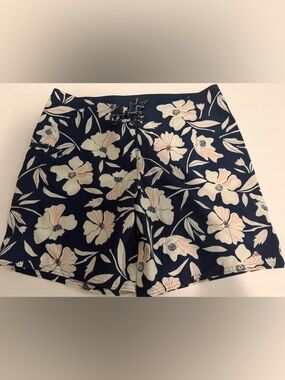 Patagonia Navy and Cream Floral Swim Shorts